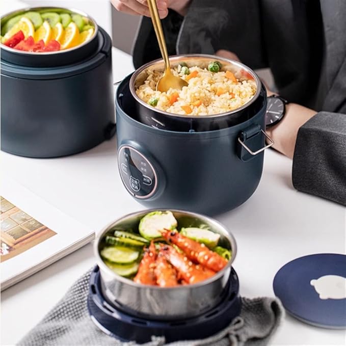 1.6L Electric Lunch Box Portable Electric Rice Cooker Heating Three-layer Bento Box Food Steamer Cooking Pot Heater (D 1)