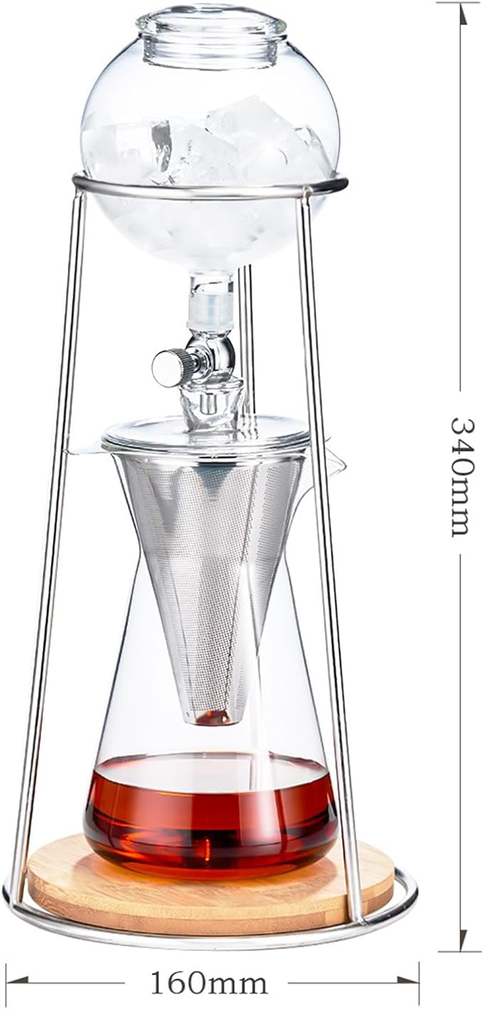 Slow Drip Cold Brew Coffee Maker Sealed Extraction Iced Tea Maker 2-4 Cup Capacity Adjustable Drip Speed with Stainless Steel Filter for Home/party