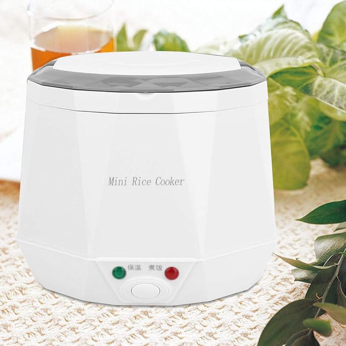 Mini Rice Cooker 1.6L Mini Portable Electric Rice Cooker Rice Cooking Tool Food Steamer for 12V Car Use WhiteRice Cookers