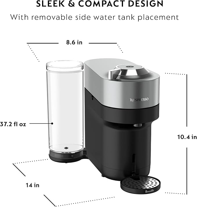Nespresso Vertuo Pop+ Deluxe Coffee and Espresso Maker by Breville - Titan(Renewed)