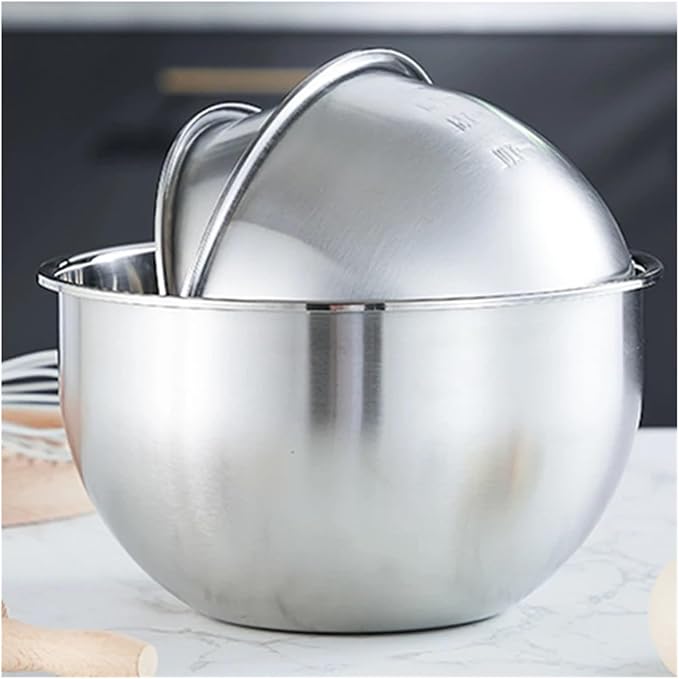Stainless Steel Bowl Fruit Salad Mixing With Scale Deepen Large Capacity Soup Basin Kitchen Cooking Baking Tools(20cm)