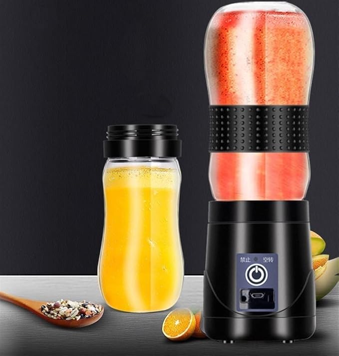 Portable Blender Personal Blender for Shakes and Smoothies Personal Size Blenders with USB Rechargeable 380ml Traveling Fruit Veggie Juicer Cup Black (Size : 1)