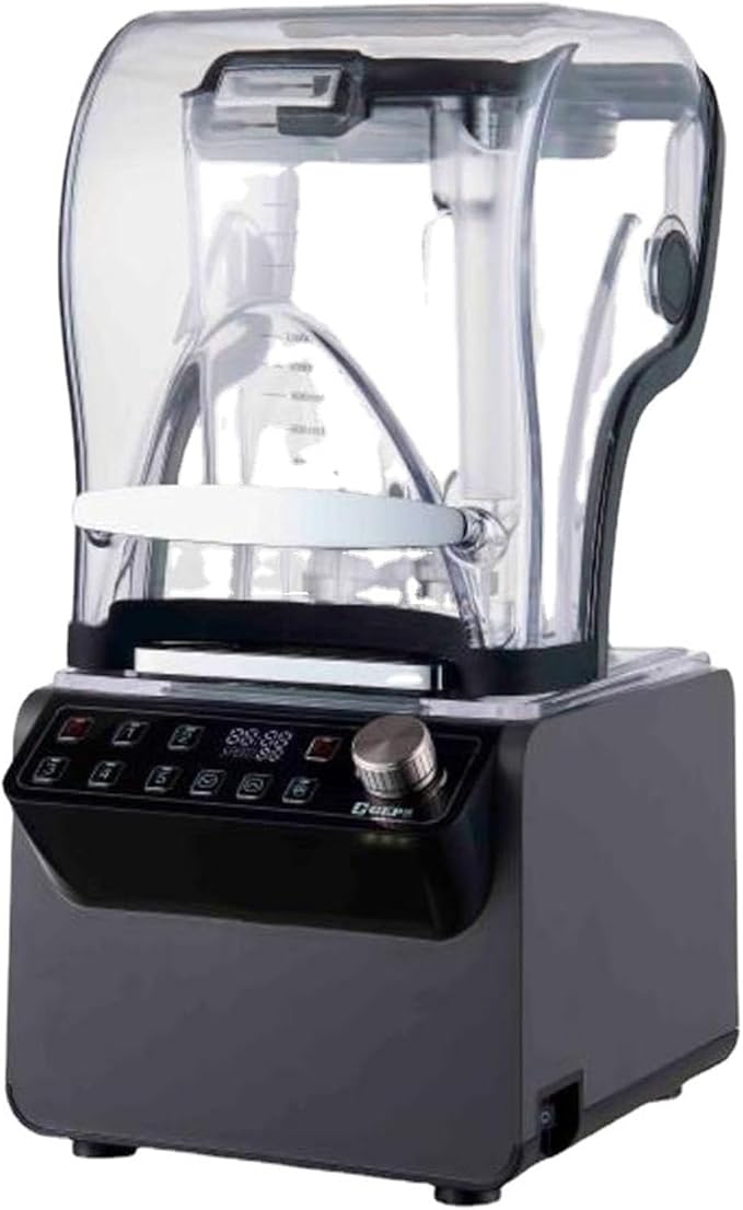 Commercial Blender and Smoothie Machine Button Speed Adjustment with Sound Insulation Cover 2L Large CapacityGrey