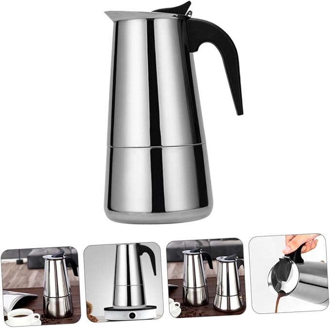 Stainless Steel Coffee Pot Food-grade Electric Coffee Maker for Stovetop Brewing Capacity for Home and Travel Rapid Brewing for Delicious Espresso Lattes and More