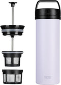 ESPRO P0 Ultralight French Press Coffee Maker for Travel Vacuum Insulated Stainless Steel 16 Ounces Light Pink