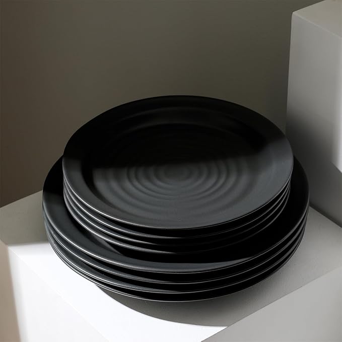 Stone Lain Orbit 4-Piece Dinner Plate Set Stoneware Charcoal