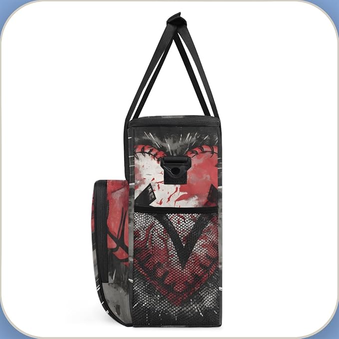Graffiti Baseball Coffee Maker Carrying Bag Heart Baseball Travel Storage Bag Compatible with K-Mini or K-Mini Plus Single Serve Coffee Brewer Carrying Case with Multiple Pockets &amp Shoulder Stra
