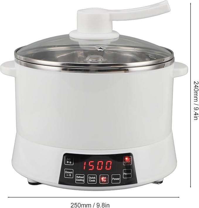 Electric Rice Cooker 4L Intelligent Control Stainless Steel Rice Cooker Adjustable Height with Fast Heating 12H Timer Reservation for Health Steamer (US)