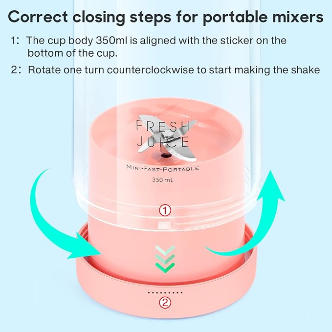 Portable BlenderFashion Portable Blender for Shakes and Smoothies 11.8 OzMagnetic USB Fast Charging Mini Mixer BottleTake It for Traveling Outdoor Gym Office Cars Gift -PK