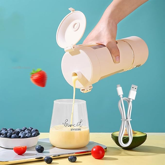 Portable Fruit Blender USB Rechargeable Mixer Electric Juice Cup High-Speed Maker Healthy Drink Blender Women Men Teens Adults Kitchen Gym Travel Dorm Apartment School Use