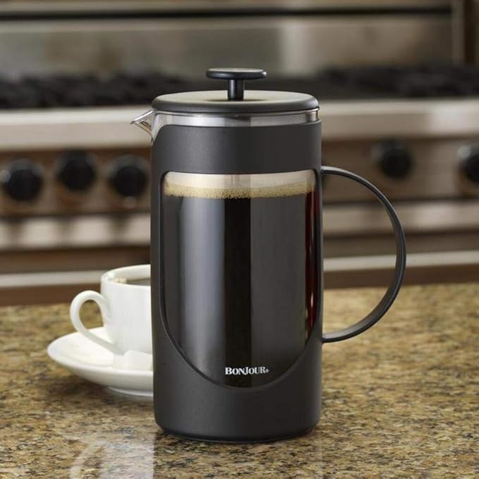 BonJour Coffee Unbreakable Plastic French Press 33.8-Ounce Ami-Matin Black