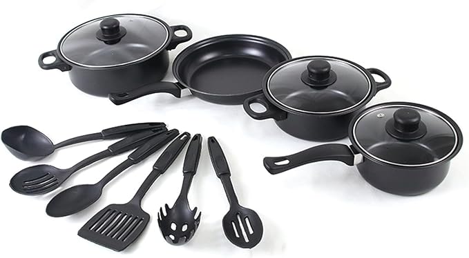 Non Stick Pots and Pans Sets 13-Piece Cookware Set with Frying Pans Saucepan Lid Spoon Spatula and More