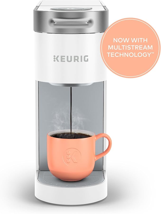 Keurig K-Slim Single Serve K-Cup Pod Coffee Maker Multistream Technology 3 Brew Sizes Slim and Sleek Design 46oz Removable Reservoir White
