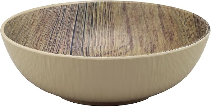 UPware 12 Piece Wood Grain Melamine Dinnerware Sets Outdoor Dishes Set Plates and Bowls Sets Service for 4 Brown
