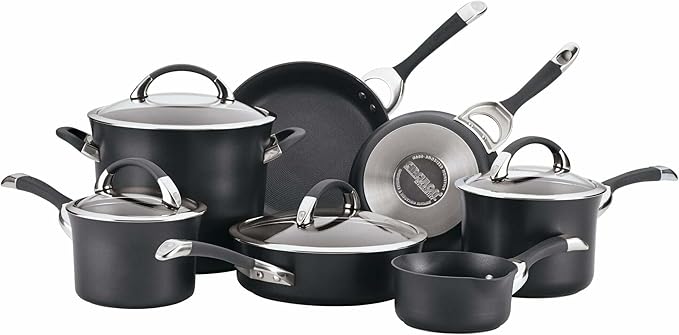 Circulon Symmetry Hard Anodized Nonstick Cookware Pots and Pans Set 11-Piece Black