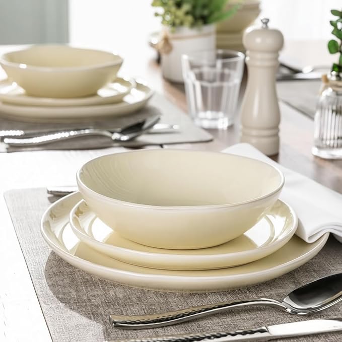 AmorArc Ceramic Dinnerware SetsHandmade Reactive Glaze Stoneware Plates and Bowls SetsHighly Scratch Resistant | Dishwasher &amp Microwave Safe Dishes SetService for 6 (18pc)