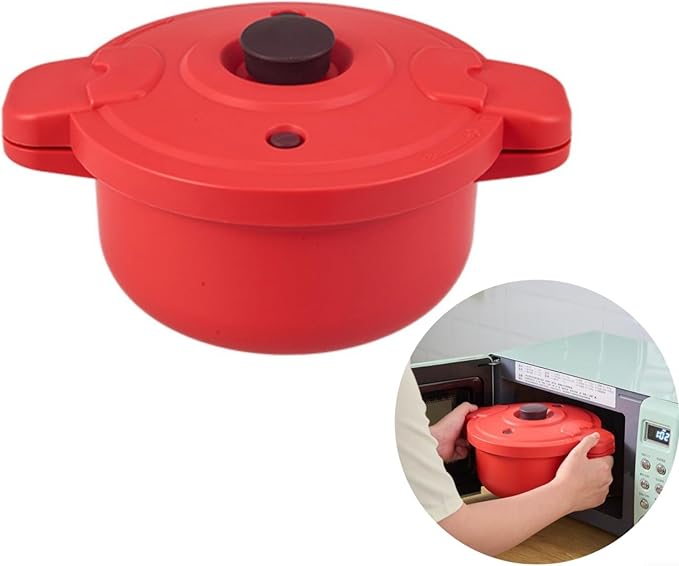 Microwave Rice Cooker Cooking Pot With Pressure And Steamer Features Microwave Steamer for Vegetables Safe as Speedy Rice and Serving Bowls Food Storage Container Cooker for Microwave