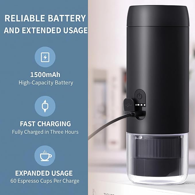 Portable Espresso Maker 20 Bar Travel Coffee Maker with USB Charging Compatible with Ground Coffee &amp Capsules (NS) Waterproof for Camping Hiking RV Car Office