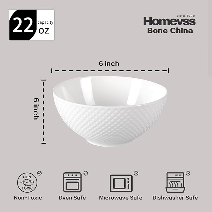 HomeVss New Bone China Dinnerware Set Embossed Diamond Design 48pc Set