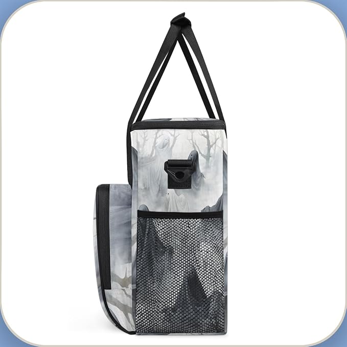 Halloween Ghosts Coffee Maker Carrying Bag Cartoon Ghosts Travel Storage Bag Compatible with K-Mini or K-Mini Plus Single Serve Coffee Brewer Carrying Case with Multiple Pockets &amp Shoulder Strap
