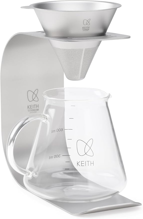 Keith Titanium Pour-Over Coffee Gear Series (Ti3612 Pour-Over Kit (Ti3661+Ti3625))