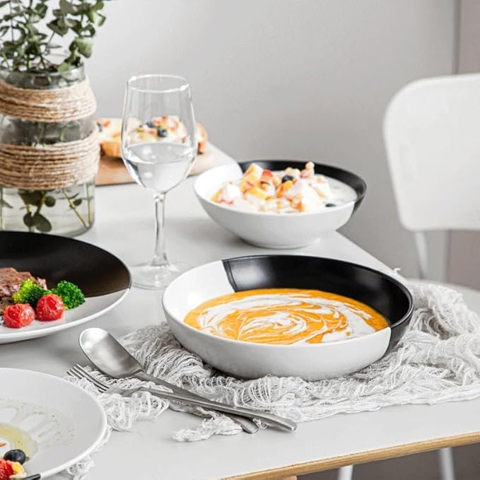 16 Piece Stoneware Tableware Set with Dinner Dessert Plate Soup Bowl Mug Service for 4 Person