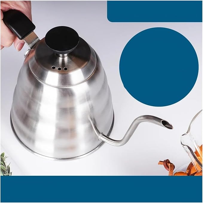 Silvery Gooseneck Coffee Maker Multi-purpose Kettle With Thermometer For Precise Pour-over Tea Brewing And Hot Water(1200ml no TEMP)