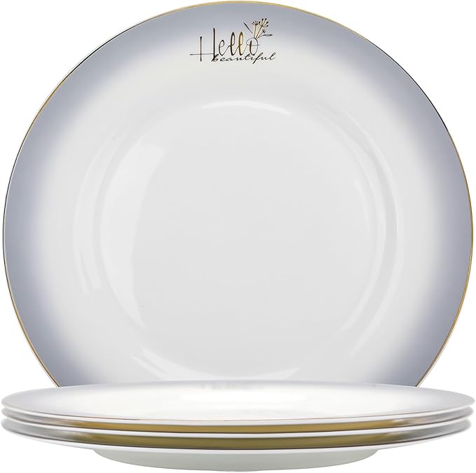 Fine Bone China Dinner Plates10.5-inch Smoky Gray Sradient Rendering Plates 24k Gold-plated Dinnerware SetsElegant ArtworksSuitable for Families with Tastewith Gift Box Packaging