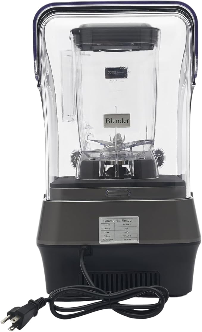 Commercial Quiet Blender with Soundproof Shield Professional Blenders for Kitchen Smoothie Protein Shake Licuadora Countertop Blending Machine for Soy Milk Juice Jam Puree Milkshake