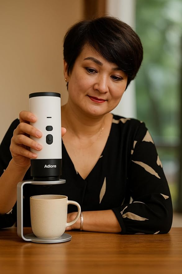 Portable Electric Espresso Coffee Maker Rechargeable Capsule Machine 90ML Tank 120ML Cup 5 Colors (Pearl White high-end Version including stand + Velvet Bag)
