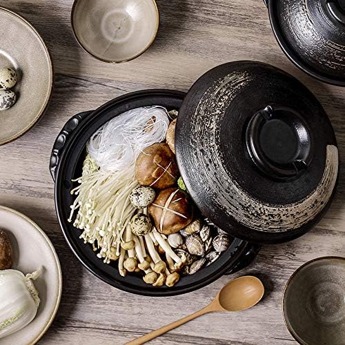 Donabe Rice Cooker and Claypot Cooking Pot Japanese Donabe Ceramic Casserole 2800ml Korean Stone Pot with Lid Dolsot Pot for Sizzling Meals Stoneware Clay Nabe Pot for Stovetop Stew1700MLB