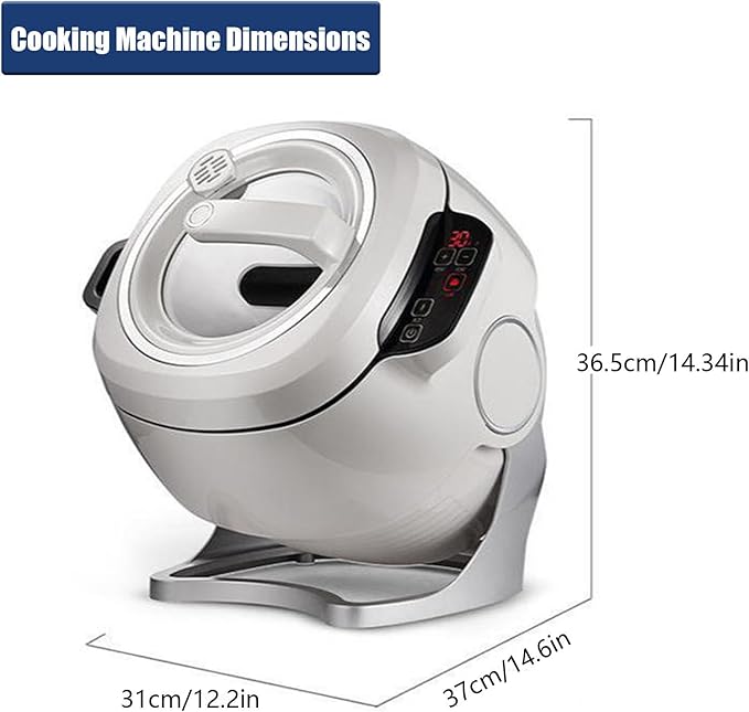 Cooking Machine Stir-Fry Machine Cooker with 360° Rotating and 3D All-Round Heating Adjustment 3 Gears Firepower and Pot Body Great for Home Restaurant