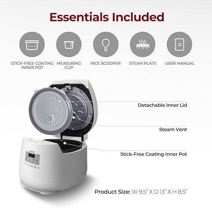 6-Cup / 1.5 Qt. (Uncooked) Micom Rice Cooker and Warmer Steamer basket 11 Operating Modes: White Rice Brown Rice &amp More Nonstick Inner Pot Made in Korea Small Rice Cooker Multi Cooker CR-0