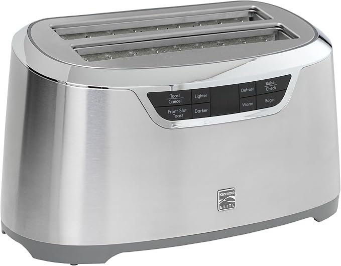 Kenmore Elite toaster 4-slice -wide slot countertop stainless steel Auto lift toasters grill or toast bread bagel &amp buns commercial easy tray clean function with compact pop up tostadora de pan