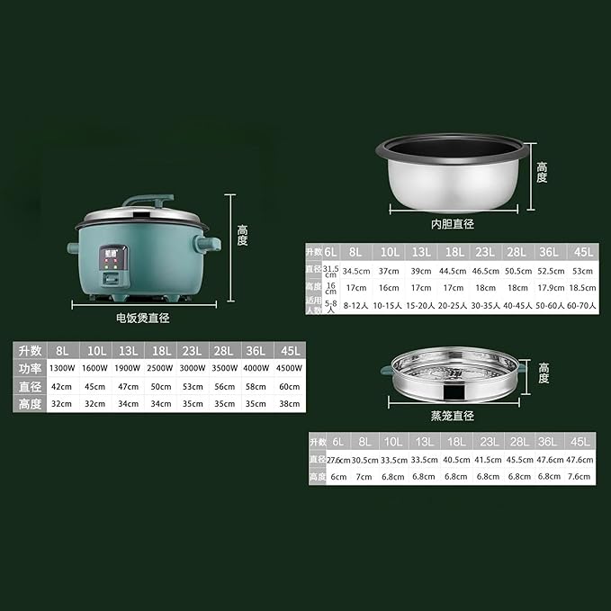 GRFIT Large Capacity Rice Cooker Non-Stick 6-70 People Hotel Commercial Super Large Electric Rice Cooker Commercial Cookware (Color : 45L with Steamer)