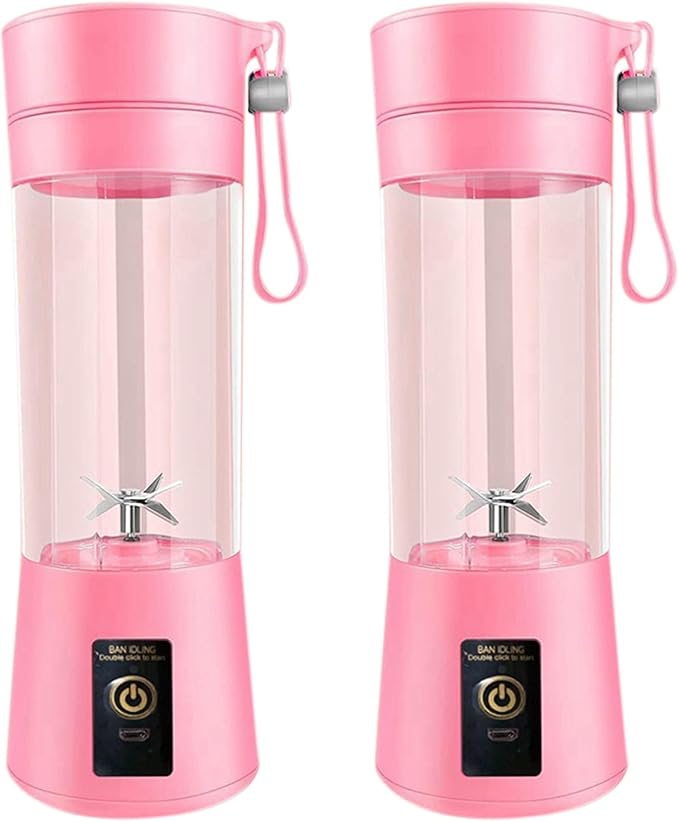 2X Blender Mini Blender for Shakes and Smoothies Rechargeable USB 380Ml Traveling Fruit Juicer Cup with 6 Blades
