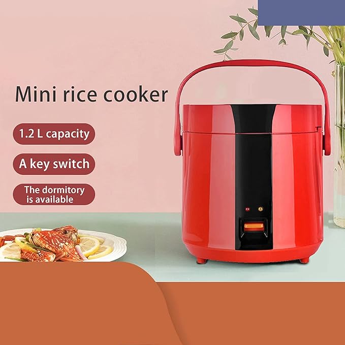 Small Rice Cooker with Steamer- Mini Rice Cookers 1.2L Make Rice and Steam Healthy Food and Vegetables for 1-2 People (Pink)