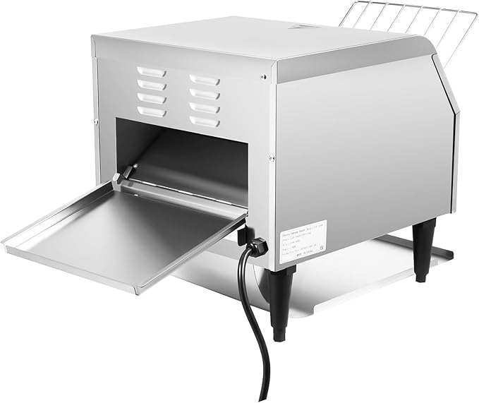 Conveyor Toaster 2200w 110v Countertop Electric Restaurant Equipment Stainless Steel Heavy-Duty Industrial Toasters Adjustable Toasters Oven w/Double Heating Tubes for Bun Bagel Bread Baked Food
