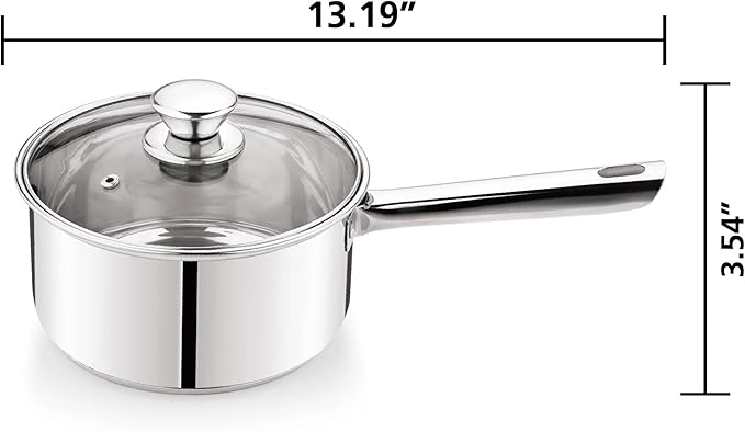 10-Piece Stainless Steel Cookware Set Induction Compatible Tri-Ply Base with Glass Lids &amp Utensils Dishwasher Safe