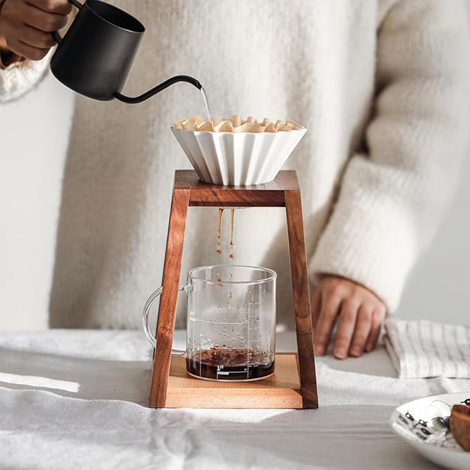 watchget Pour Over Coffee Station Coffee Dripper Stand Wooden Drip Station Pour Over Coffee Maker Stand Filter Holder