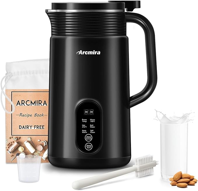 𝟲 𝗶𝗻 𝟭 Nut Milk Maker Machine 20 oz(600ml) Homemade Almond Soy Oat Plant-Based and Non-Dairy Beverages Almond Miilk Makerr Delay Start/Boil Water/Keep Warm Soy Milk Machine Nut Milk Bag