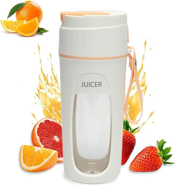 Personal Mini Juice Blender Portable Rechargeable Fruit Mixer 340ml Portable Juicer Cup with 8 Blades 40s Blending Fast and Easy to Clean for Breakfast Travel Fitness