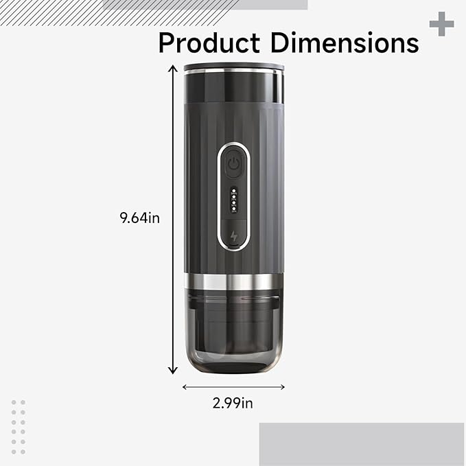 Coffee Maker Portable Mini Espresso Machine Wireless 60 Oz / 170 Ml Tank K Cup Compatible for Travel Outdoor and Electric Vehicle Use in Car Black