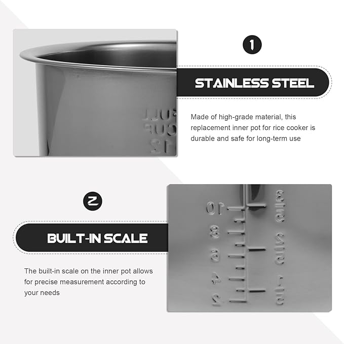 Cabilock Rice Cooker Inner Pot Inner Cooking Pot Aluminum Electric Rice Cooker Liner Non-stick Non-stick Cooking Liner Accessories (6L) Universal