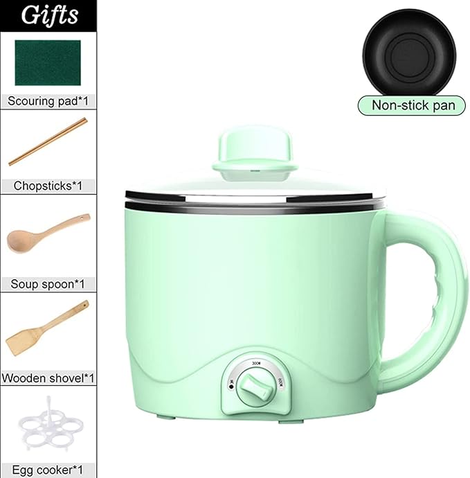 1.5L Multifunctional Rice Cooker Mini Electric Hot Pot For Home Or Student Dormitory Rice Cooking Noodle Cooking (Green)