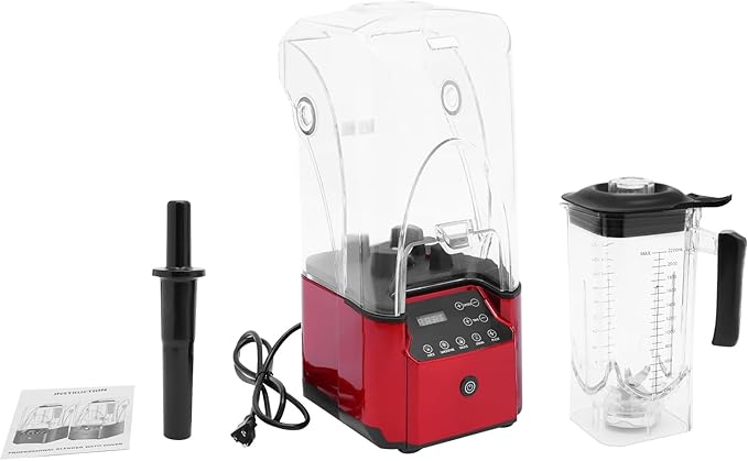 Quiet Commercial Blender 2200W Professional Soundproof Blenders With Shield and 6 Blades 74.4oz Fruit Juice Smoothie Maker Large Capacity Smoothie Maker &amp Ice Crusher for Home Restaurants Caf