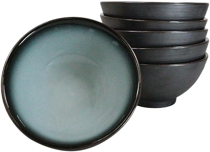 Ebros Gift Blue Sky Stars Artistic Seikai Porcelain Collection Dinnerware Serveware Kitchenware Set Asian Japanese Dining Restaurant Supply (Pack Of 6 Small Rice Soup Appetizer Bowls 10oz)