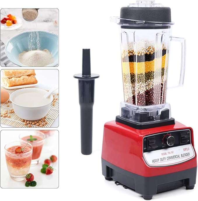 1500W Commercial Blender 2L Low Noise Smoothie Blender Mixer Juicer Power Food Processor AC 110V 60HZ Double Automatic Protection Circuit Over Temperature 27000 Per Minute (TM-767)