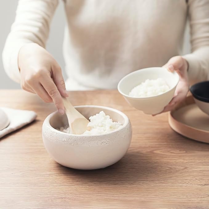 &ampNE NMT-306L-WL-WL-WL-Ware Banko Pottery Large White White Made in Japan Microwave Safe Pottery Rice Storage Container Oven-safe Chilled Microwave Oven Safe Cooker Rice Plump 3 Pairs 1.5 Meal Rice