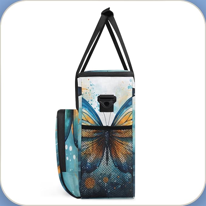Artistic Butterfly Coffee Maker Carrying Bag Gothic Butterfly Travel Storage Bag Compatible with K-Mini or K-Mini Plus Single Serve Coffee Brewer Carrying Case with Multiple Pockets &amp Shoulder S